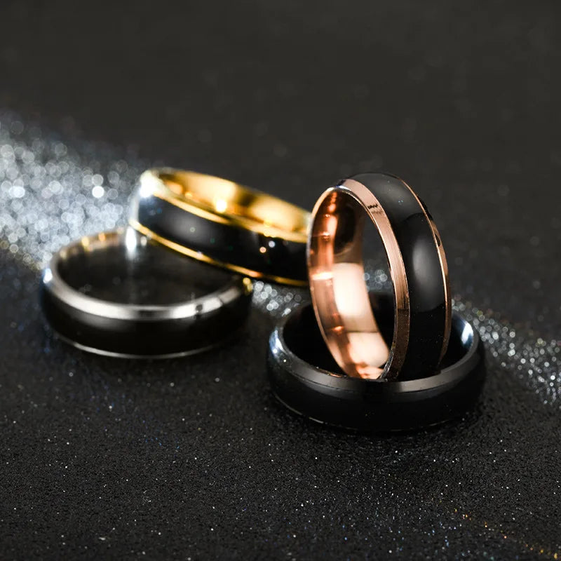 1PCs Changing Color Stainless Steel Rings Women Mood Emotion Feeling Temperature  6MM Width Ring For Men Couples Fashion Jewelry Gift