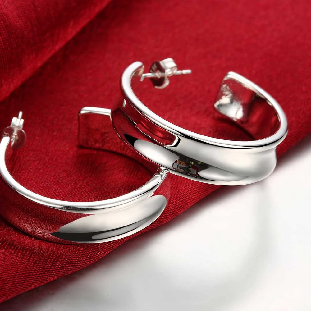Top Quality 925 Sterling Silver Earrings Simple Round Circle Hoop Earrings For Woman Fashion Wedding Engagement Charm Jewelry mbzr
