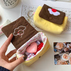 Multifunctional Small Pouch for Girls Cute Cherry Pudding Plush Coin Purse Mini Cartoon Portable Wallet for Cards Earphones Case