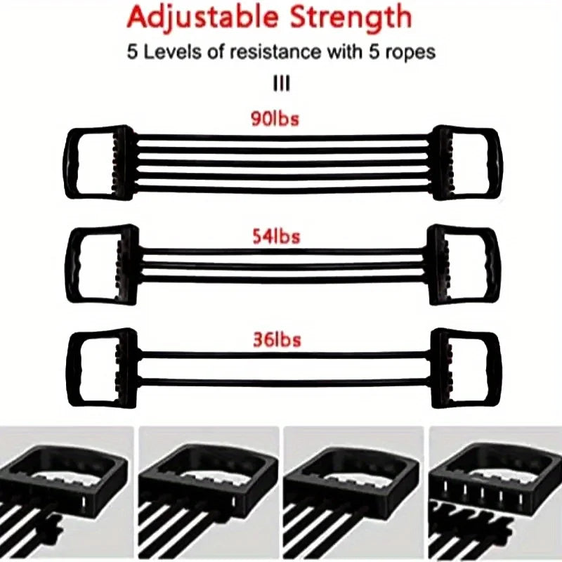 Resistance Bands Set - 5-Rope Chest Expander for Full Body Workout, Home Gym Strength Training: Chest, Arms, Back & Legs mbzr