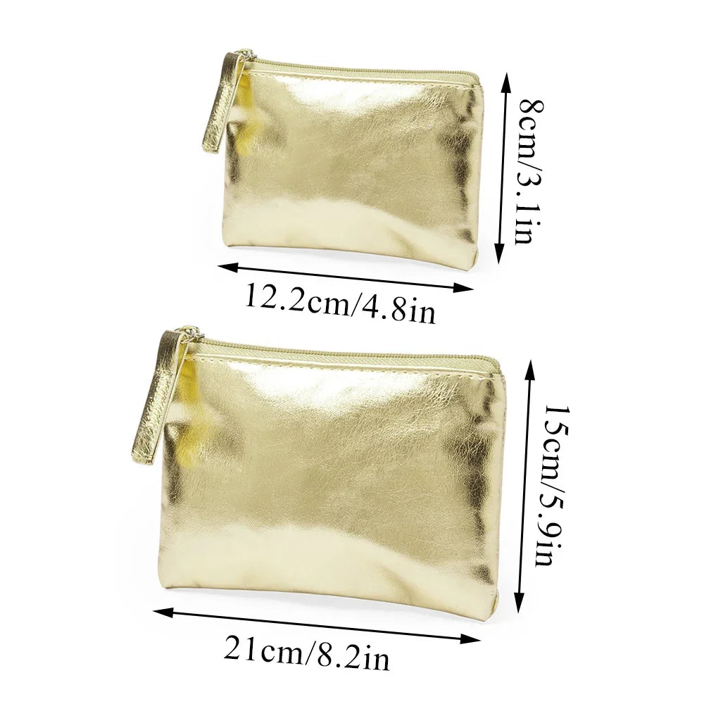Cosmetic Bag Bright PU Coin Purse Retro Wallet Korean Style Small Item Bag Solid Color Coin Purse Zipper Coin Purse Outdoor