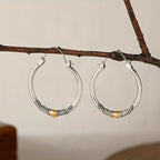 Bohemian style vintage copper and silver coated earrings - women's durable, hypoallergenic, nickel-free, lightweight beige earrings,