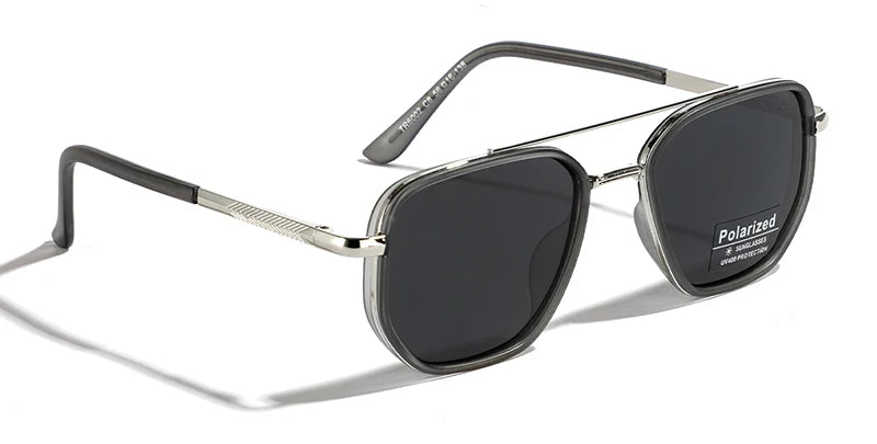 Peekaboo TR90 Polarized Sunglasses Retro Style Metal Square Double Bridge UV400