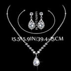 JAKAWIN Silver Rhinestone Jewelry Set Wedding Necklace Earrings for Women