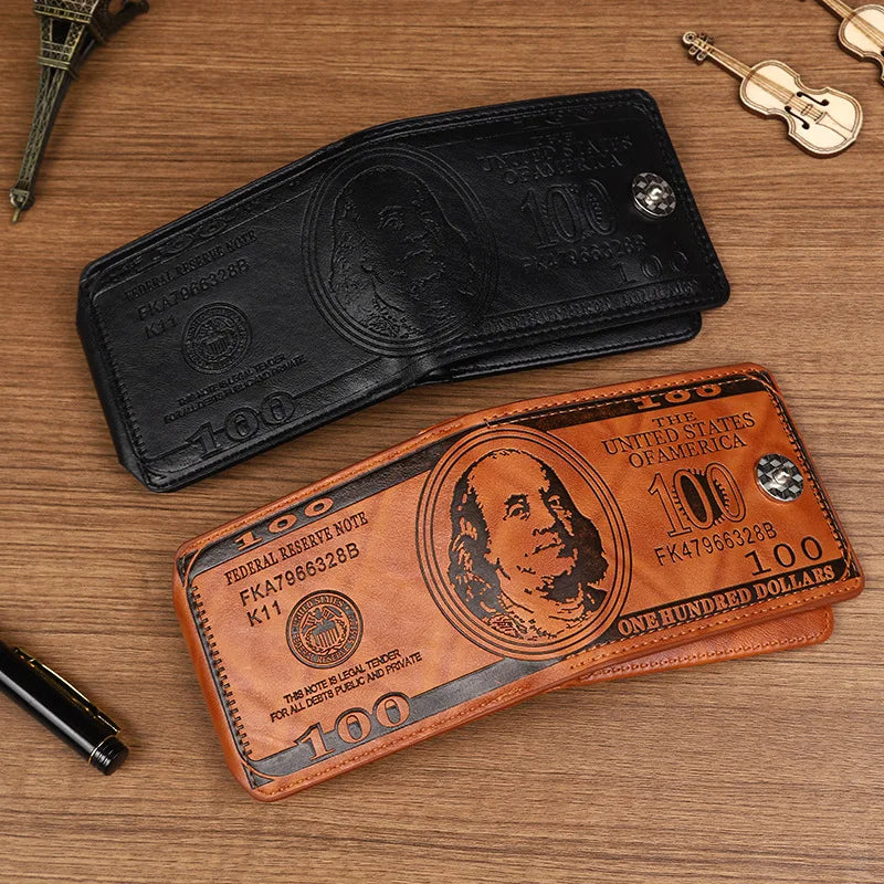 Men's Wallet Made of PU Wax Oil Skin Purse for Men Women Coin Purse Short Male Card Holder Wallets snap button Around Money Coin Purse