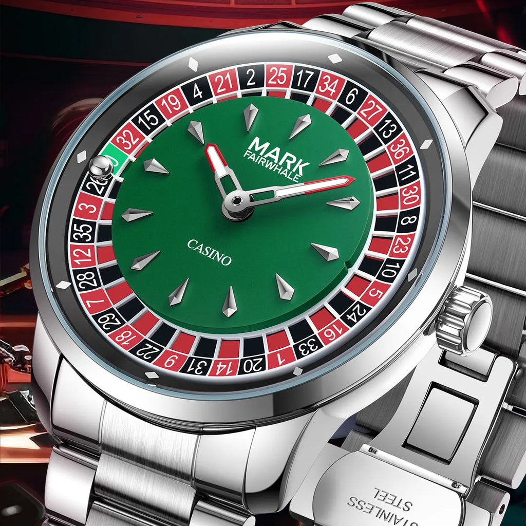 Mark Fairwhale  Casual Leather Strap dial Rotatable Roulette Watch Dial Men's Wristwatch Quartz Fashion WristWatch Wrist Watches for man mbzr