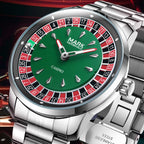 Mark Fairwhale  Casual Leather Strap dial Rotatable Roulette Watch Dial Men's Wristwatch Quartz Fashion WristWatch Wrist Watches for man mbzr