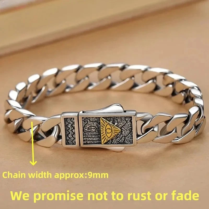2025 New fashion 100% S925 Sterling Silver 9MM Cuban Bracelet Simple Men's and Women's Fashion Trend Jewelry Gifts