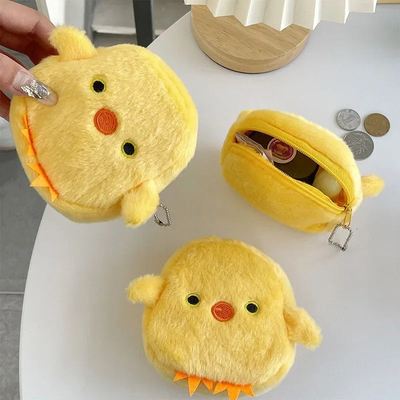 Cartoon Cute Animal Fish Chick Coin Purse Kawaii Wallet Plush Coin Bag Key Earphone Coin Organizer Pouch Zipper Bag Kids Gifts