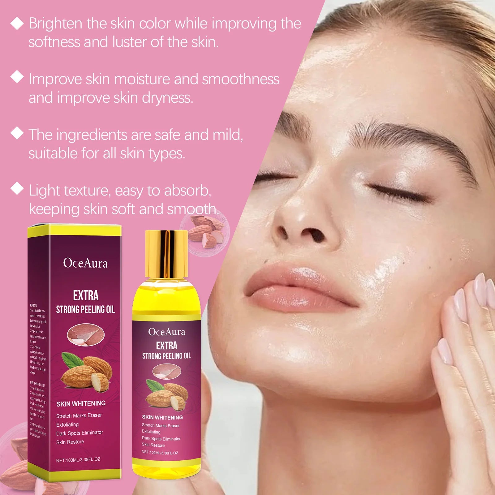 Body Exfoliating Oil, Cleansing & Nourishing Dry Skin Care, Polishing Treatment for Glowing Skin mbzr