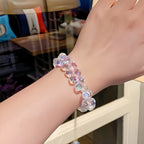 3/4Pcs Mother's Day Gift Pink AB Color Crystal Bracelet, Dainty Adjustable Beaded Charm Bracelet, Fashion Jewelry for Women, Birthday Gift for Mom
