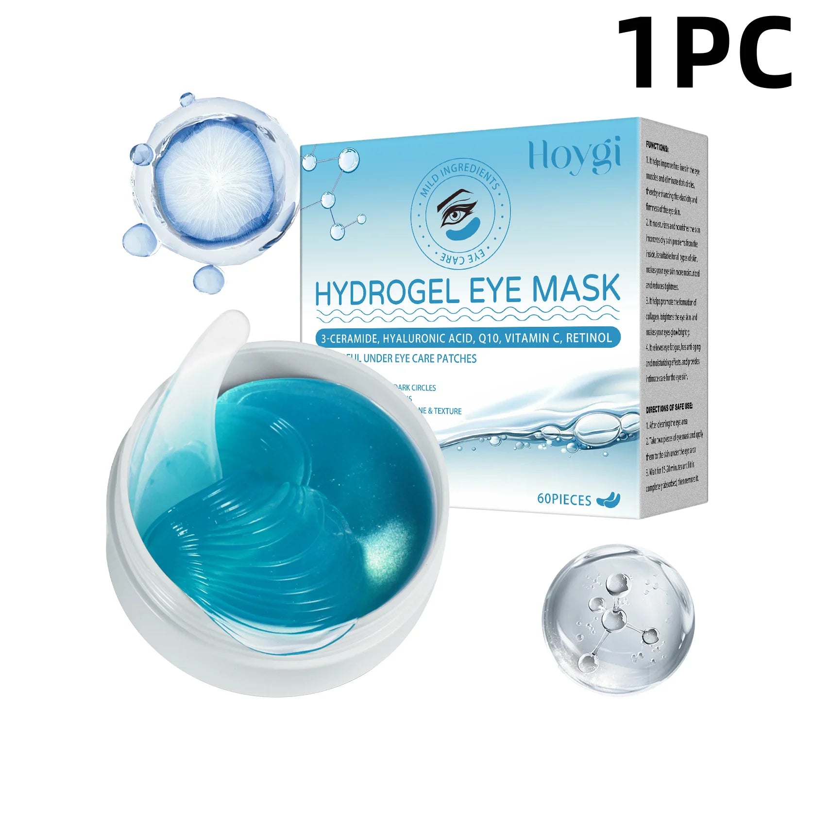 60Pairs Retinol Moisturizing Eye Mask  Anti-Wrinkle Treatment  Reduce Eye Lines Firming & Brightening Under Eye Care.