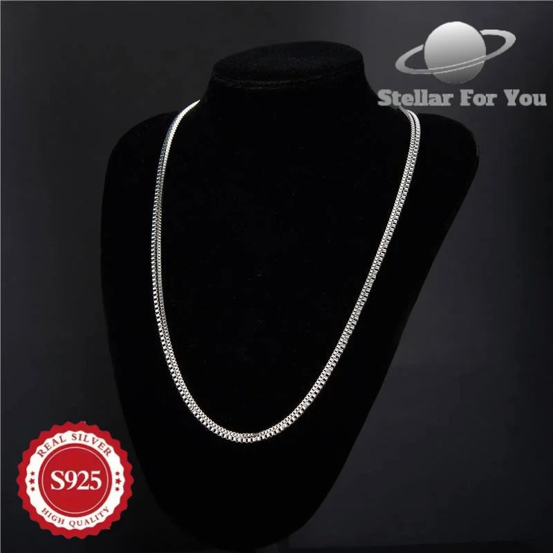 925 Sterling Silver Fashion Box Chain Necklace, Suitable for Men and Women, Multiple Chain Sizes, Stackable, Perfect for Valentine's Day, Mother's Day, Birthday Party Gifts for Him/Her/Girlfriend