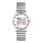 Women's Bohemian Analog Quartz Watch, 250th Anniversary Dial Design, Roman Numeral Markers, Stainless Steel Elastic Expandable Band, Easy Slip-On All-Season Casual Wristwatch mbzr