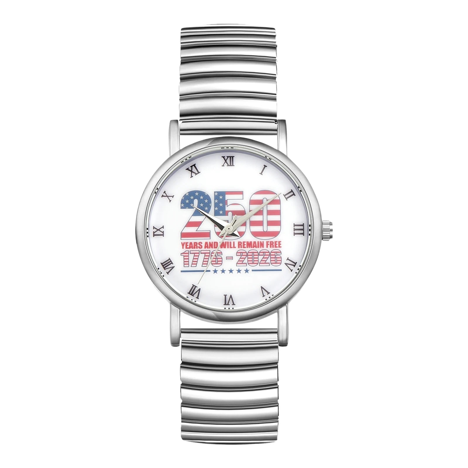 Women's Bohemian Analog Quartz Watch, 250th Anniversary Dial Design, Roman Numeral Markers, Stainless Steel Elastic Expandable Band, Easy Slip-On All-Season Casual Wristwatch mbzr