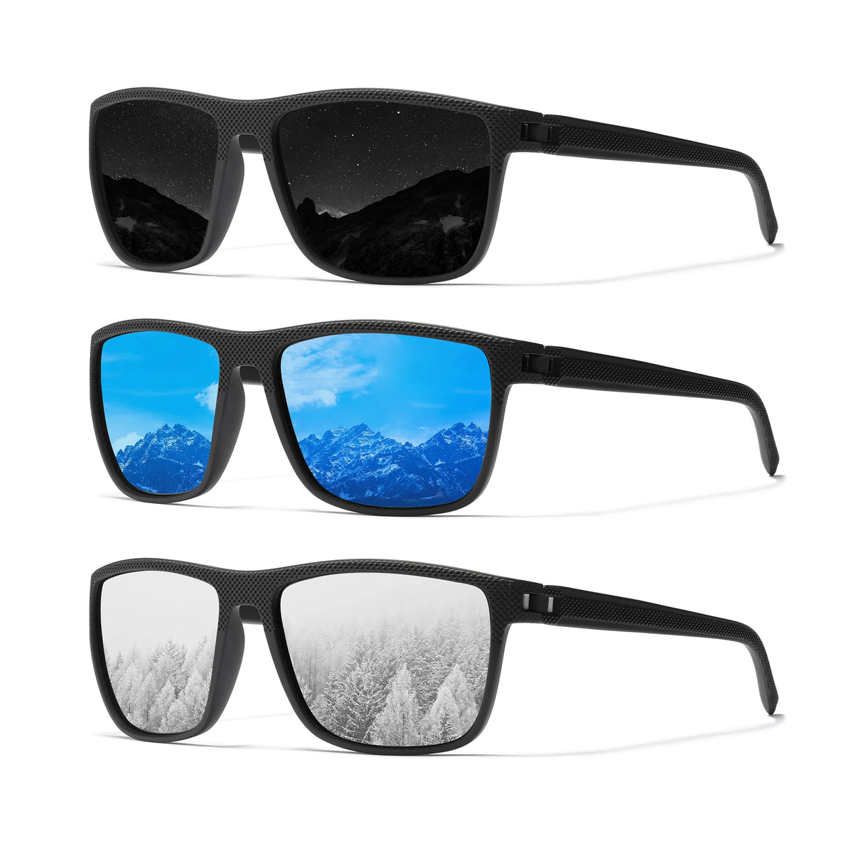 KINGSEVEN 3pcs Sunglasses For Men luxury Polarization High Quality TR90 UV400 Eyewear Eye Protection Glasses