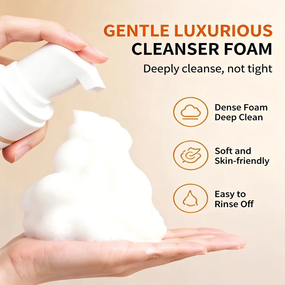 150ml Turmeric Vitamin C Cleanser Foam Gentle Face Wash Brightening Moisturizing Cleanser for Deep Pore Cleansing Skin Care mbzr