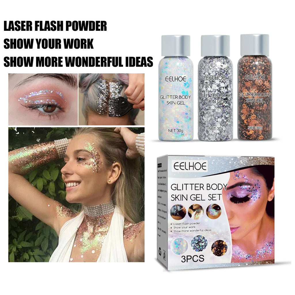 Body Glitter Gel Sequins Long Acting Face Eyes Hair Prom Party Mermaid Scales Not Easy To Take Off Makeup mbzr
