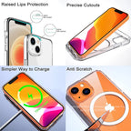 Stand Clear Magnetic Phone Case for iPhone 17 Pro Max Air 16 15 14 13 12 11 X XS Cases with Kickstand Transparent Holder Cover
