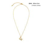 Fashion Micro-Set Four-Leaf Clover Double Pendant Titanium Steel Necklace for Women Gold Plated Non-Fading Ladies Clavicle Chain