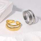 Stainless Steel Irregular Double Layer Open Rings for Women Gold Color Couple Wedding Ring Trendy Elegant Aesthetic Jewelry New