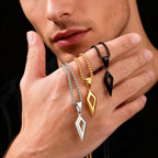 Vnox Beveled Four-Pointed Star Pendant Necklace, Stainless Steel Geometric Collar with Box Chain Gifts for Birthday Father's Day