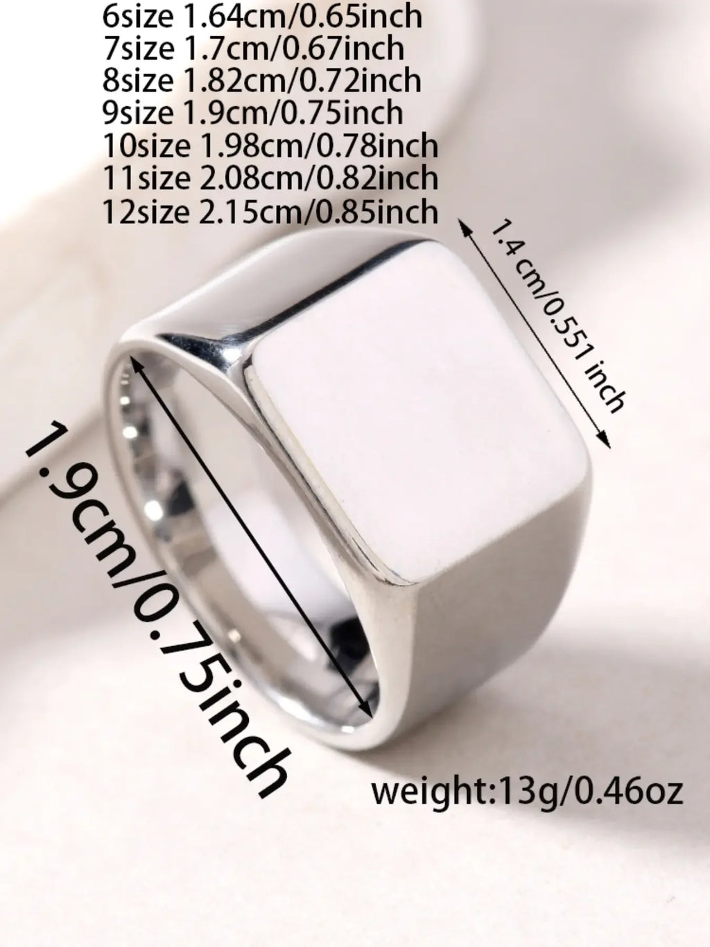 Punk Style Stainless Steel Ring for Men, Unique Square Smooth Finish Titanium Ring, Bold Fashion Statement Jewelry, Stackable Rings, Stacking Rings, Square Shaped Ring, Stackable Finger Rings, Metal Rings