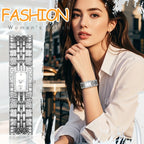 Women's Diamond Watch Bracelet Full Crystal Rhinestone Square Dial Quartz Wristwatch Gold Silver Rose Gold Elegant Ladies Dress Watch Gift mbzr