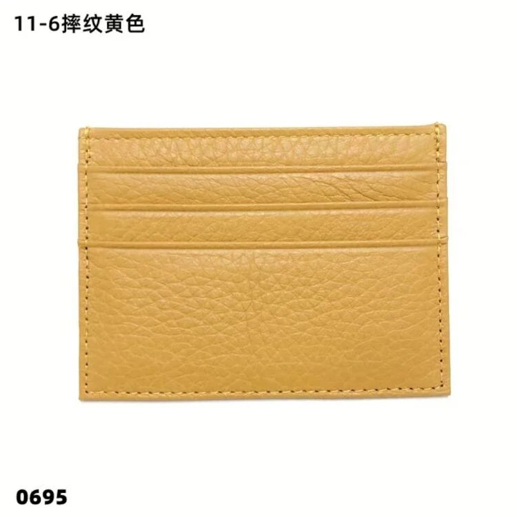 Cowhide Card Holder Woman Man Fashion Slim Mini Card Bag Genuine Leather Engrave Name Luxury Casual Purse