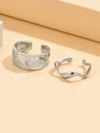 2pcs Personalized Baroque Stainless Steel Ring Set For Women, Everyday Wear
