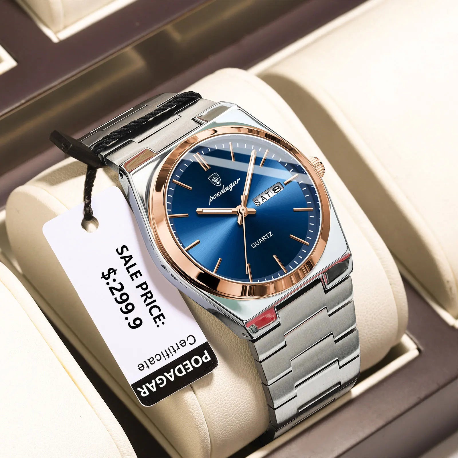 POEDAGAR Luxury Men's Watches Waterproof Luminous Date Week Men Watch Stainless Steel Casual Fashion Quartz Man Wristwatch Reloj mbzr