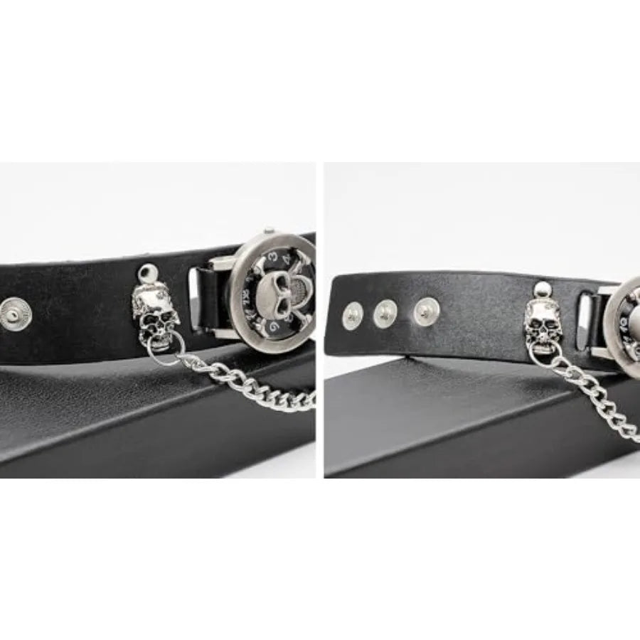 Punk Skull Men's Wrist WatchandWomen's Watch, Skull Flip Cover Watch, Skull Ornament+Chain Elements, Fashion for Cosplay Lovers mbzr