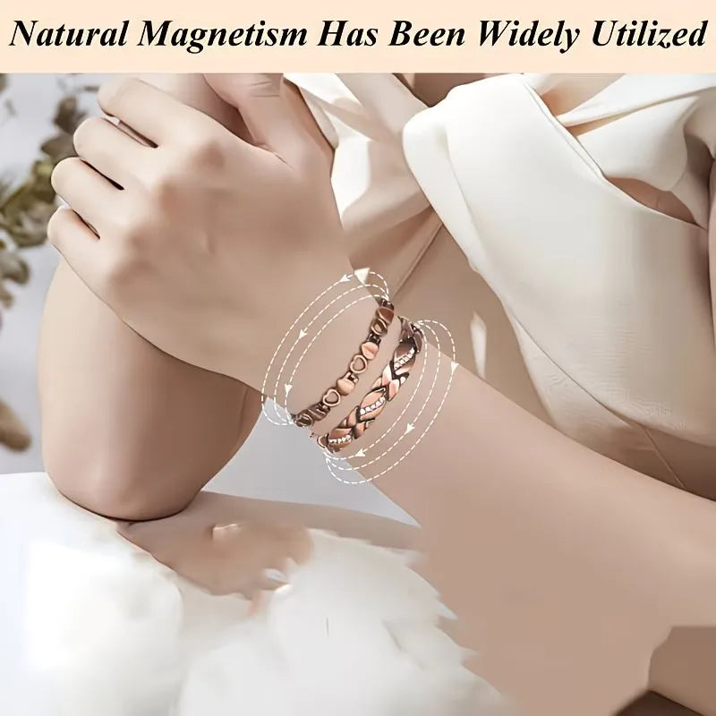 Vintage Copper Magnetic Bracelets for Men and Women Elegant Leaf Heart Bracelet Jewelry