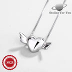 925 Pure Silver Small Wings Heart Pendant, Current Trend, Suitable for Both Men and Women, Daily Wear, Fashion Accessories, Perfect for Holidays and Gifts.