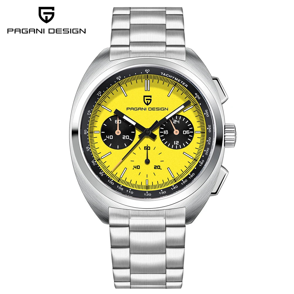 PAGANI DESIGN 2026 Retro Luxury Men's Quartz Watches Sports Chronograph VK63 Watch For Men AR Sapphire Waterproof Leather Clock