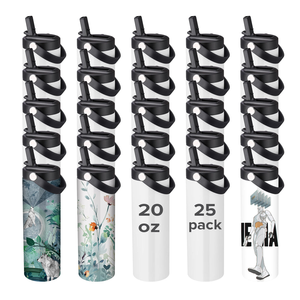 12/25 Pack 20OZ Sublimation Blanks Tumbler, Vacuum Flap With Flip nozzle, Perfect for Fitness Travel and Sports water Bottles mbzr