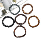6PCS  Wodeen Braided Wrap Leather Bracelet for Men Vintage Life Wood Beads Fashion Male Armband