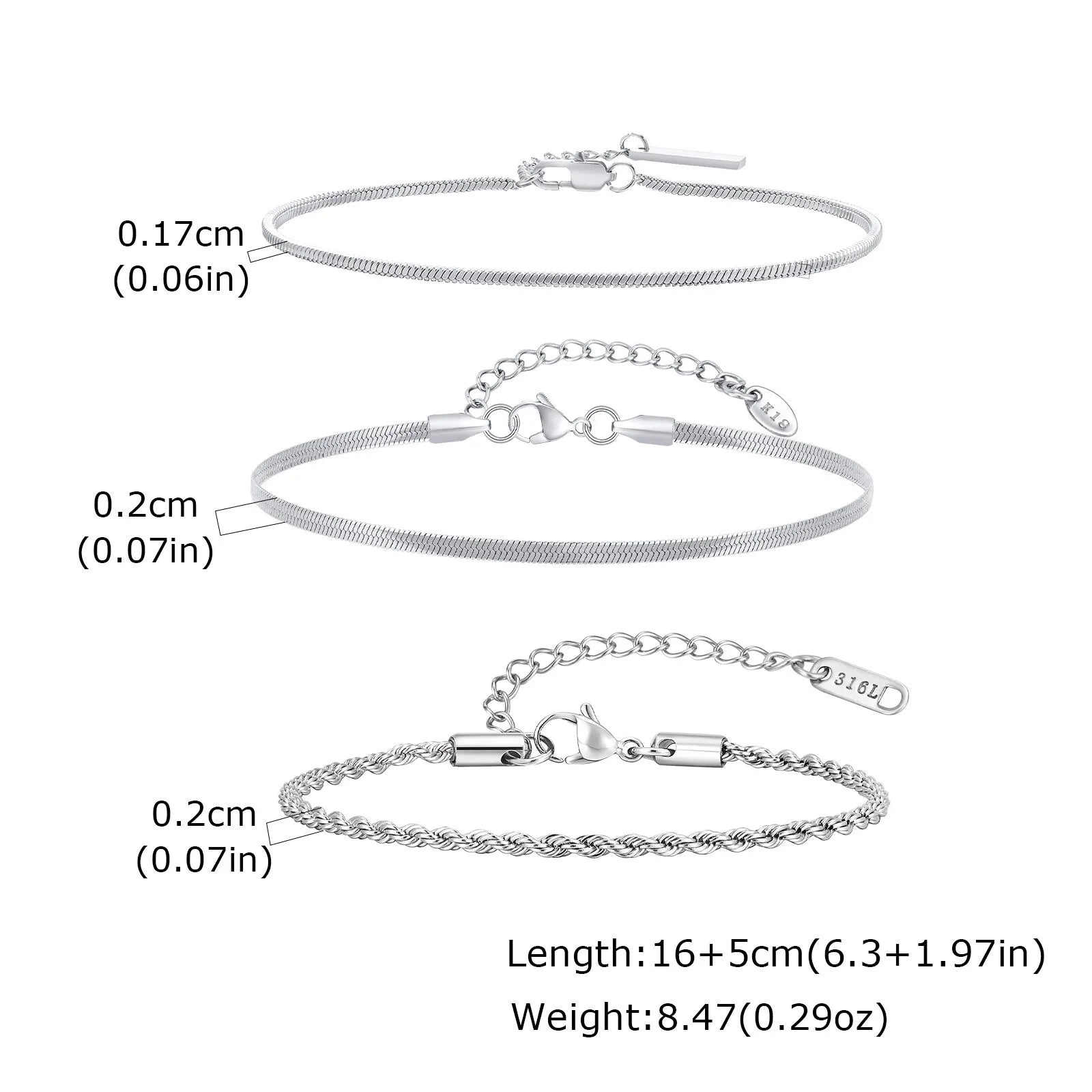 1/2/3pcs Chain Bracelet for Men Women,Stainless Steel Twisted Rope Cuban Chain Wristband,Hip Hop Minimalist Jewelry Gift