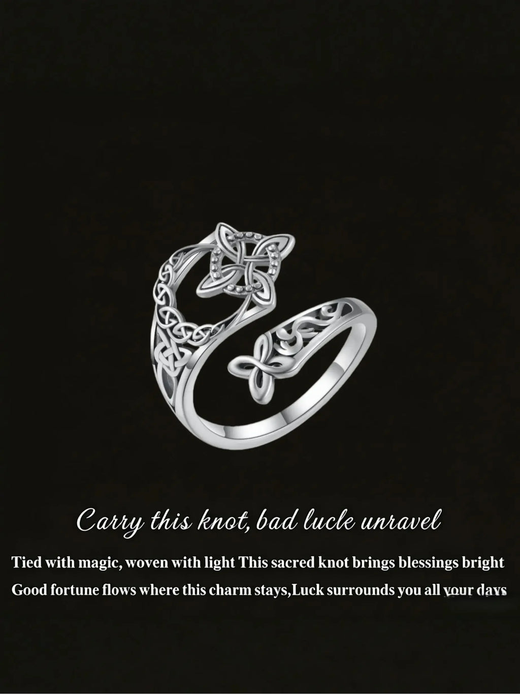 2026 New Witch Knot Ring Adjustable Open Ring Hecate Ring Pagan Witch Jewelry Witchy Jewelry for Ritual Protection Energy Conversion Spiritual Protection