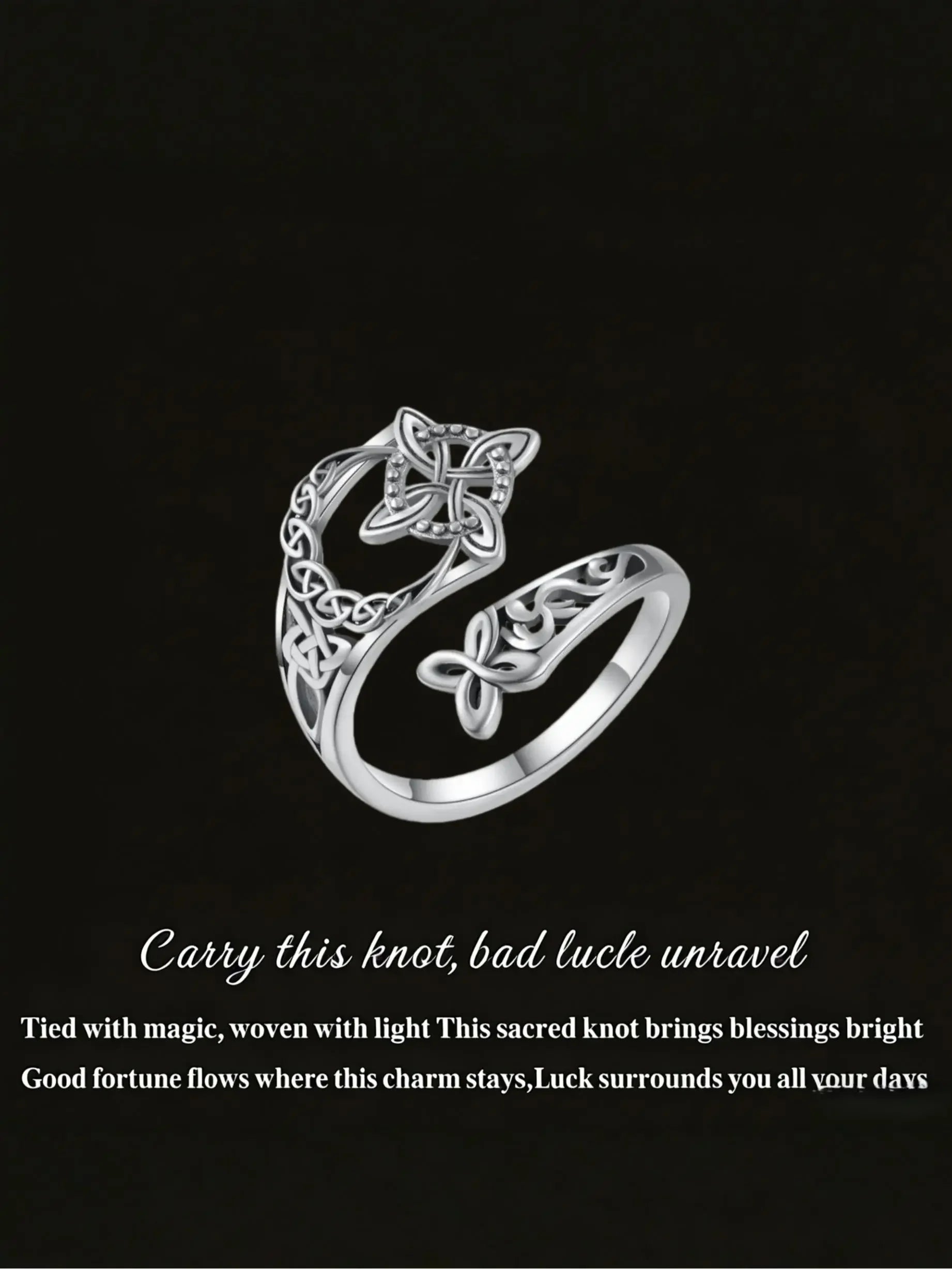2026 New Witch Knot Ring Adjustable Open Ring Hecate Ring Pagan Witch Jewelry Witchy Jewelry for Ritual Protection Energy Conversion Spiritual Protection
