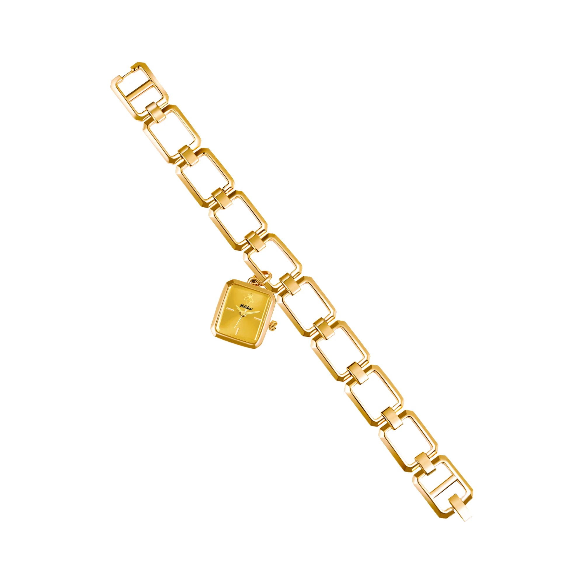 YaLaLuSi Newest Ladies Quartz Watch Ladies Small Watch Gold Case Green Face Luxury Casual Fashion Bracelet