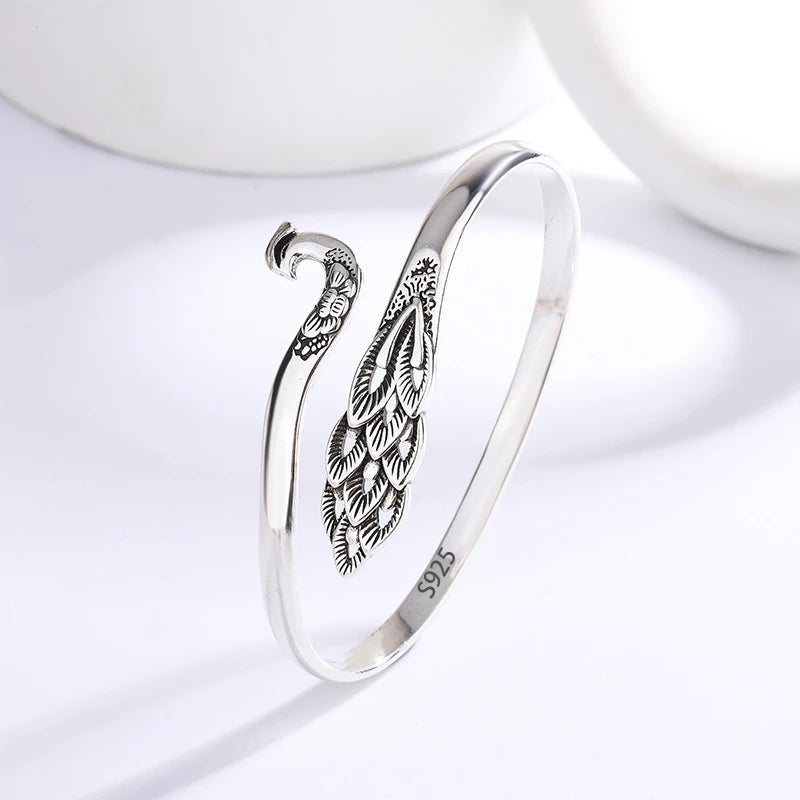 925 Sterling Silver Bracelet Rose Flower Linked Vintage Punk Adjustable Chain For Woman Girl Jewelry Gift Dropship Wholesale
