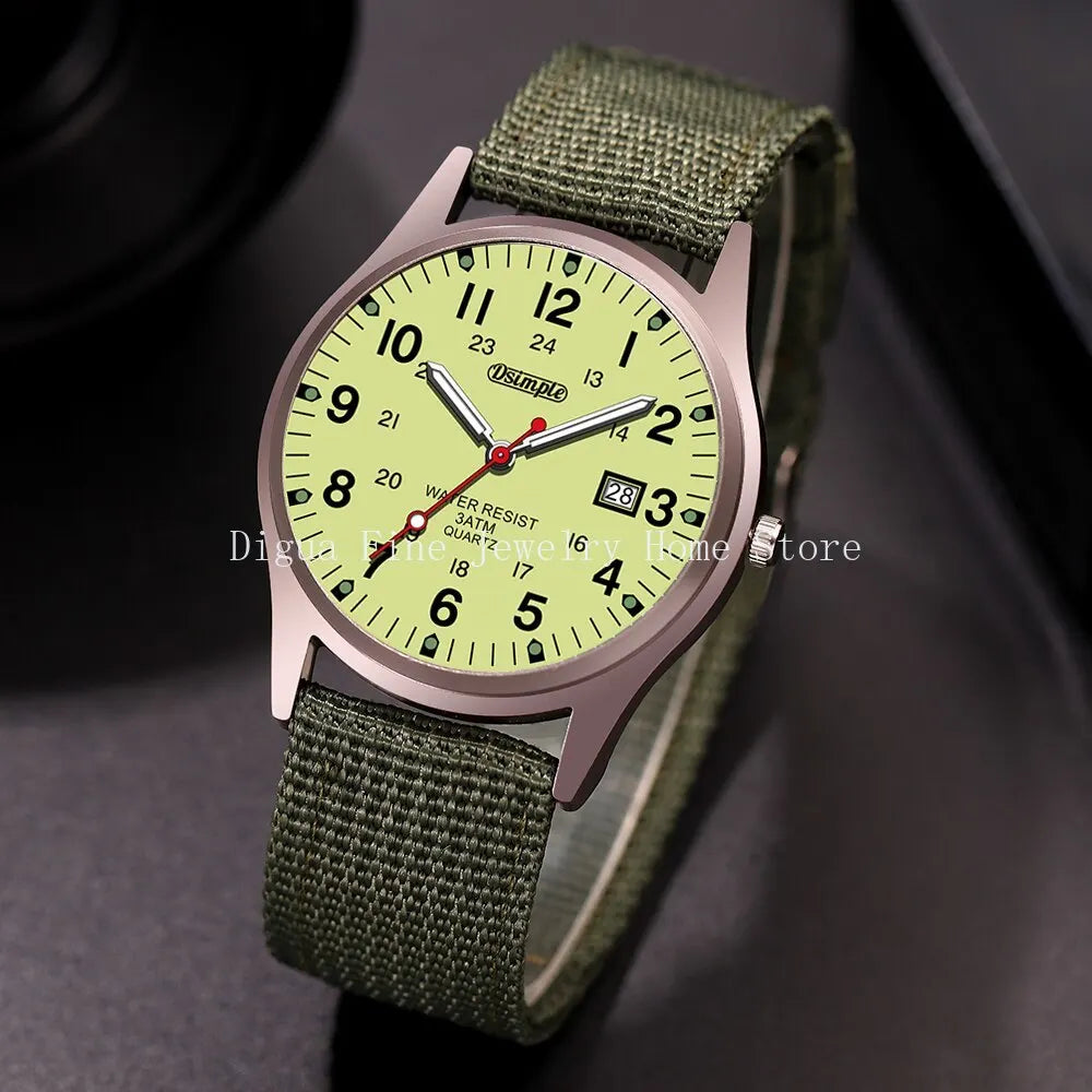 Fashion Mens Watches Luminous Hands Clock Luxury Military Sports Calendar Quartz Wristwatch Men Casual Nylon Watch Reloj Hombre mbzr