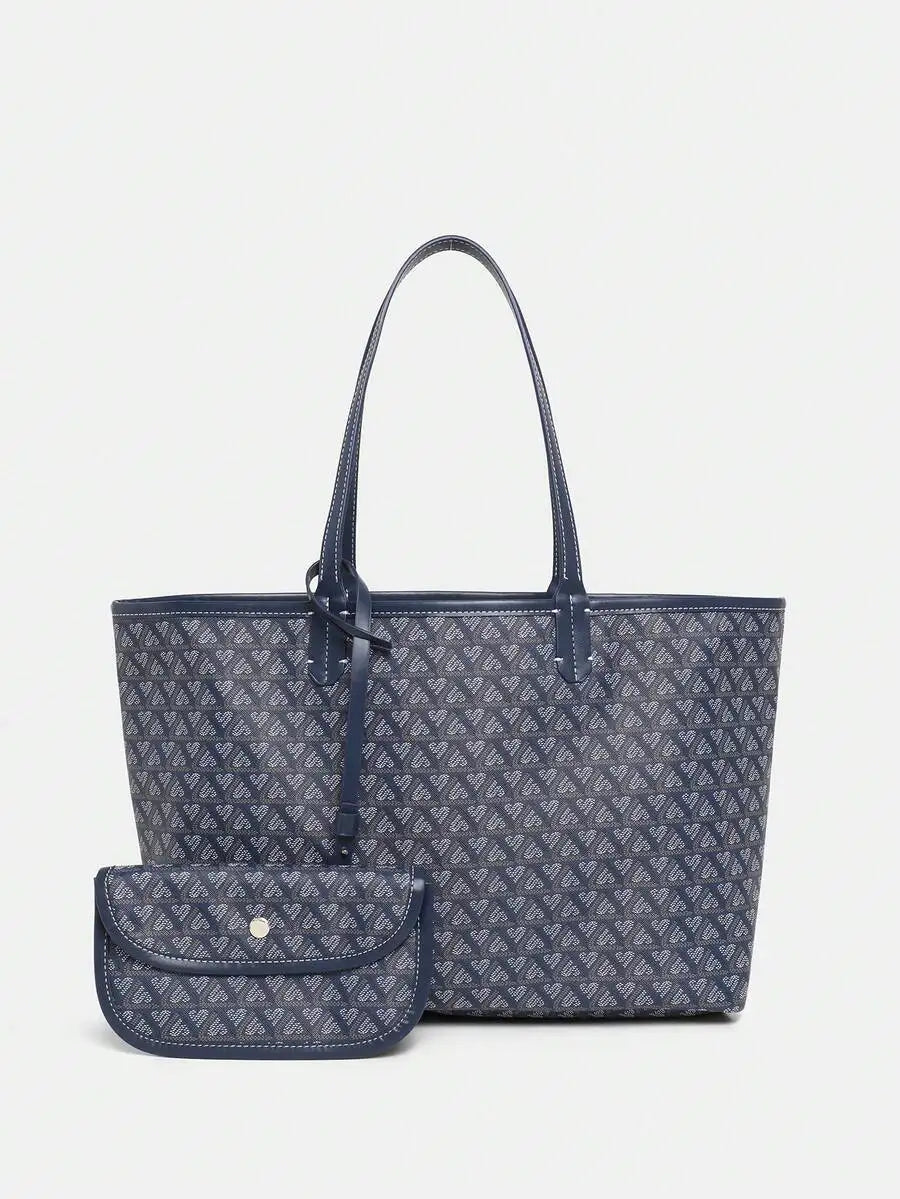 Women Minimalist Tote Bag Set With Wallet, Large Capacity Shoulder Bag, Office Casual Handbag mbzr
