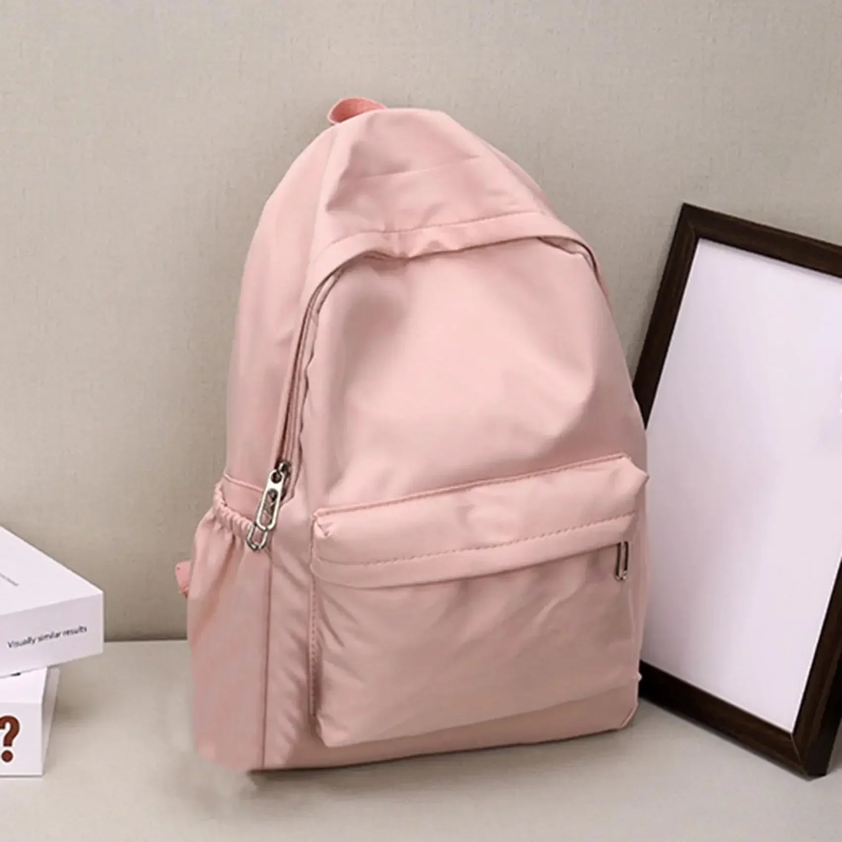 Simple Solid Color Backpack Women Nylon School Bags for Teenager Girls Bookbag Lady Travel Backbag Shoulder Bag