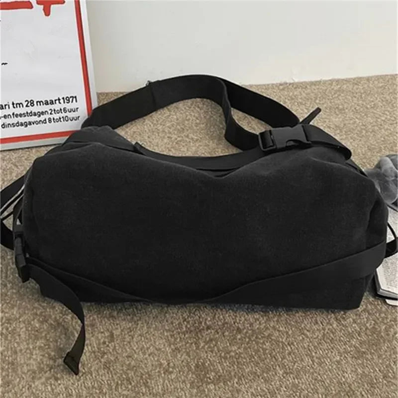 Canvas Crossbody Bags for Men Large Capacity Simple Messenger Bag Casual Ins Students School Bags Men's Shoulder Bag Satchel