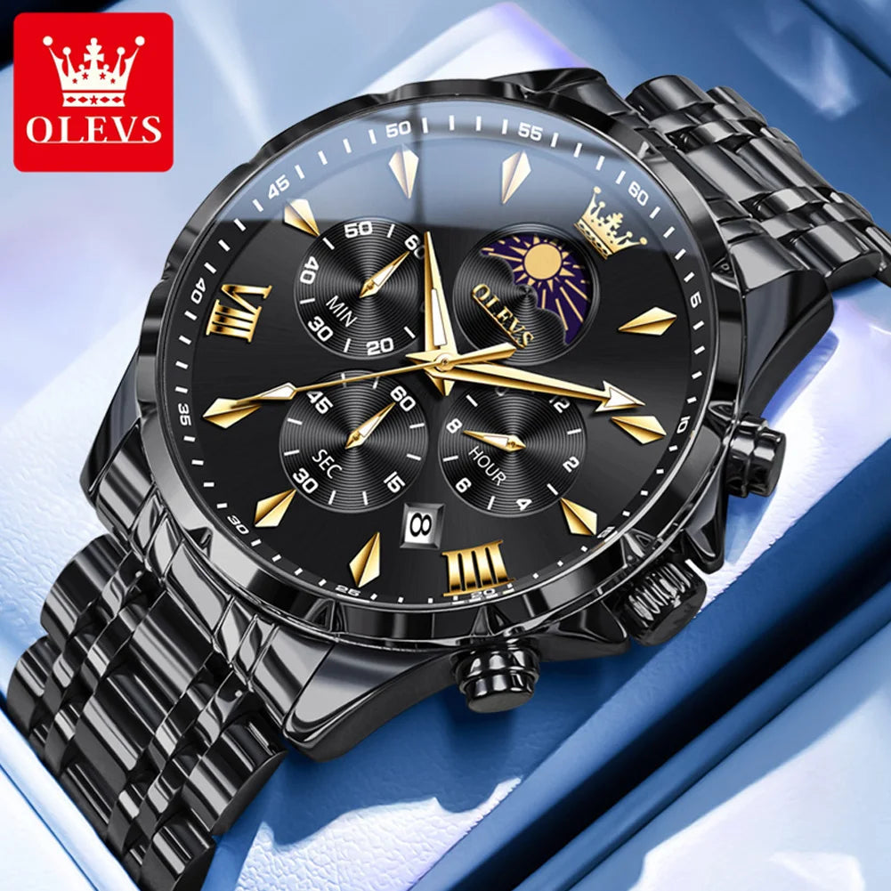 OLEVS 3653 Moon Phase Men Watch Luxury Brand Quartz Watch Fashion Original Waterproof Luminous 24-hour Automatic Date Men Watch mbzr