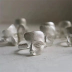 Sterling Silver Sanding Face Adjustable Ring Women Men Luxury