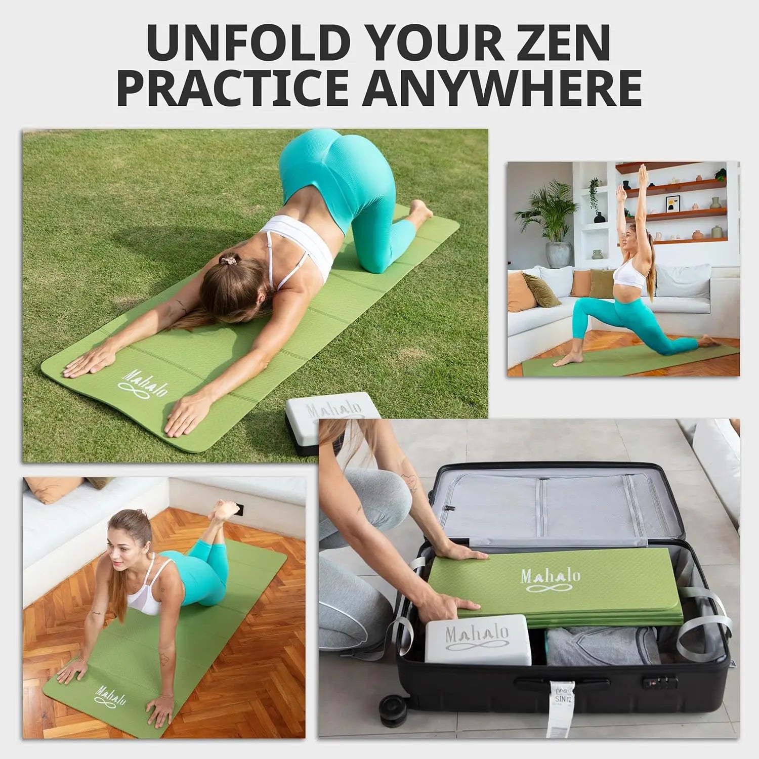 Foldable Yoga Mat with Carry Bag, 6mm 7-fold Workout Mat, Non-Slip Exercise Mat for Yoga, Pilates, Home Gym mbzr