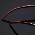 Retro Double Bridge Rimless Sunglasses With Wood Texture And Gold Tone Decoration mbzr